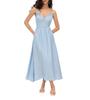 Sleeveless V Neck Maxi Dress with Adjustable Straps Flared Hem Casual Summer Holiday Dress Lightweight Loose Fit Long Dress for Women