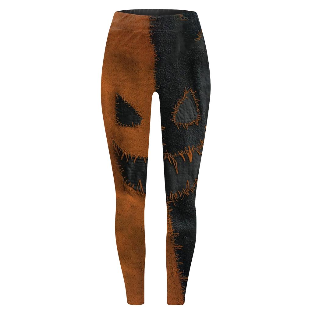 Women's Casual Fashion Outdoor Halloween Printed Slim Elastic Yoga Pants Cropped Pants