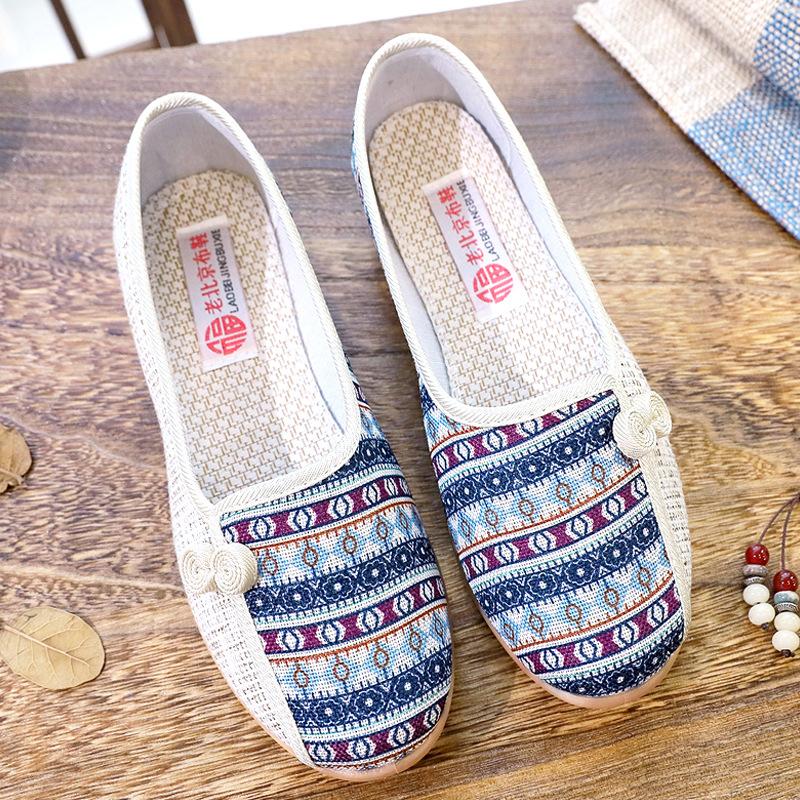 

****** и Осень новые ******* старые тканевые туфли женские нескользящая дерьмовая подошва туфли-лодочки из льна для среднего и пожилого возраста 40