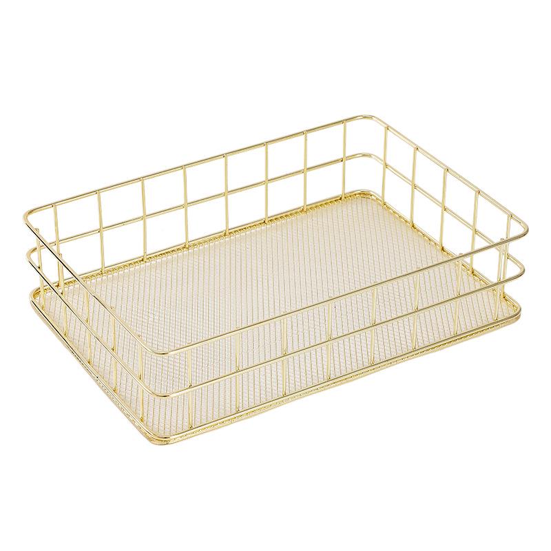 Minimalist Iron Art Desktop Organizer - Snack & Cosmetic Storage Basket