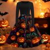 Women's Vintage Round Neck Dress with Halloween Print for Casual Fall Outings