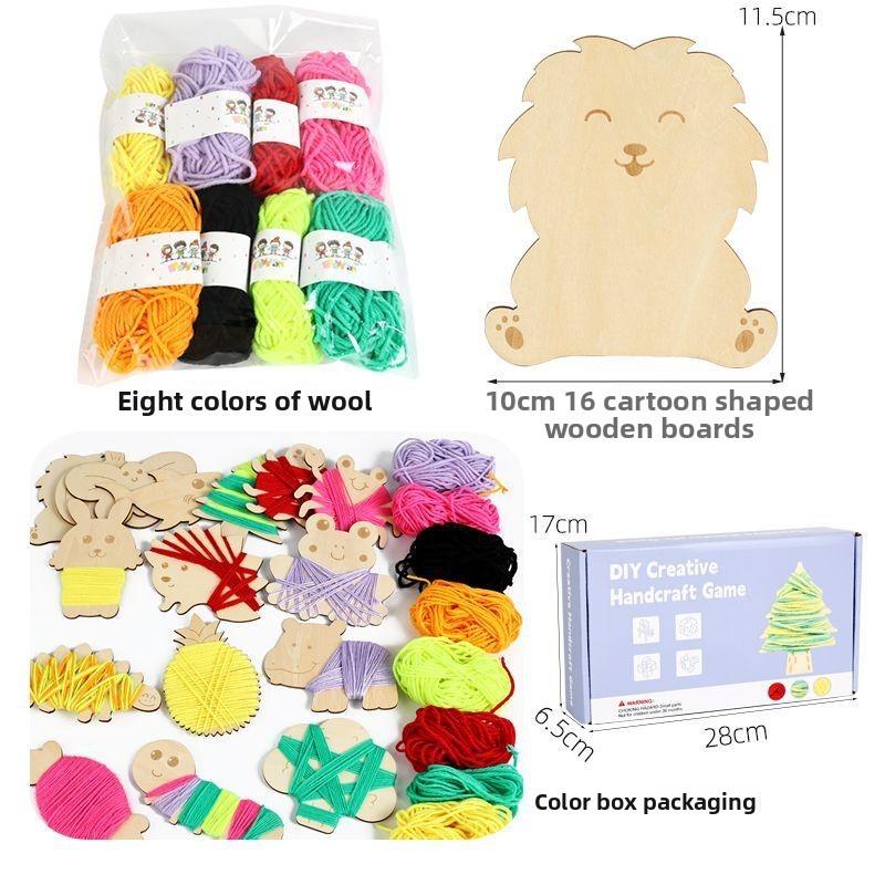 Handmade Craft Toy For Kids With Wooden Materials For Diy Creative Weaving And Threading Activities