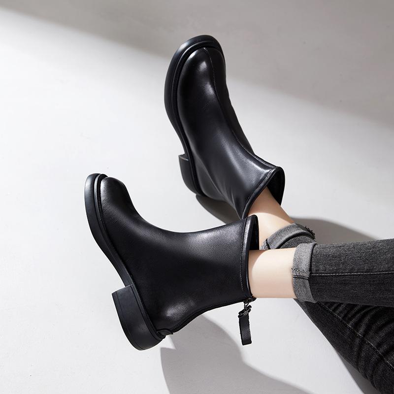 First layer cowhide Chelsea boots women's 2025 autumn and winter new retro polished rubber sole leather women's leather boots