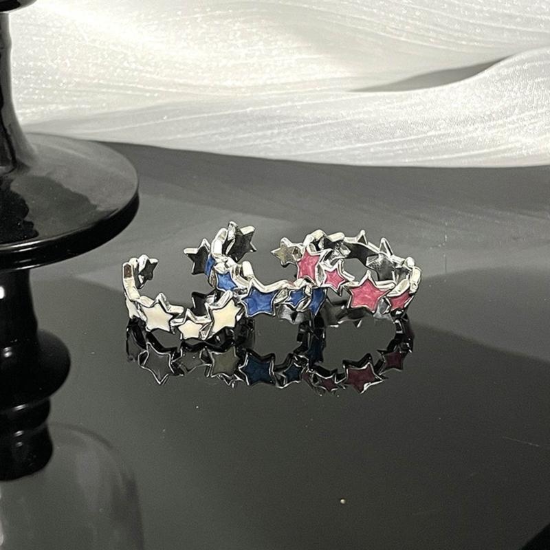 3Pcs Cute Star Wrap Finger Rings Adjustable Minimalist Dopamine Star Rings