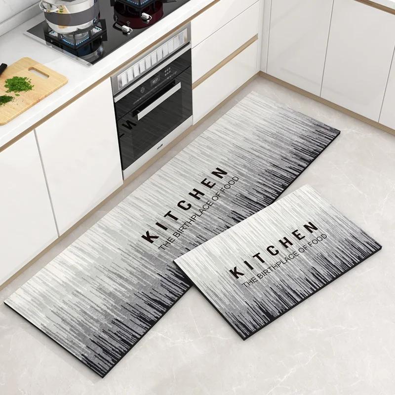 American Kitchen Floor Mats PVC Leather Waterproof Doormat Anti-slip Balcony Sink Carpet Anti-fouling Dirt-resistant Foot Mats