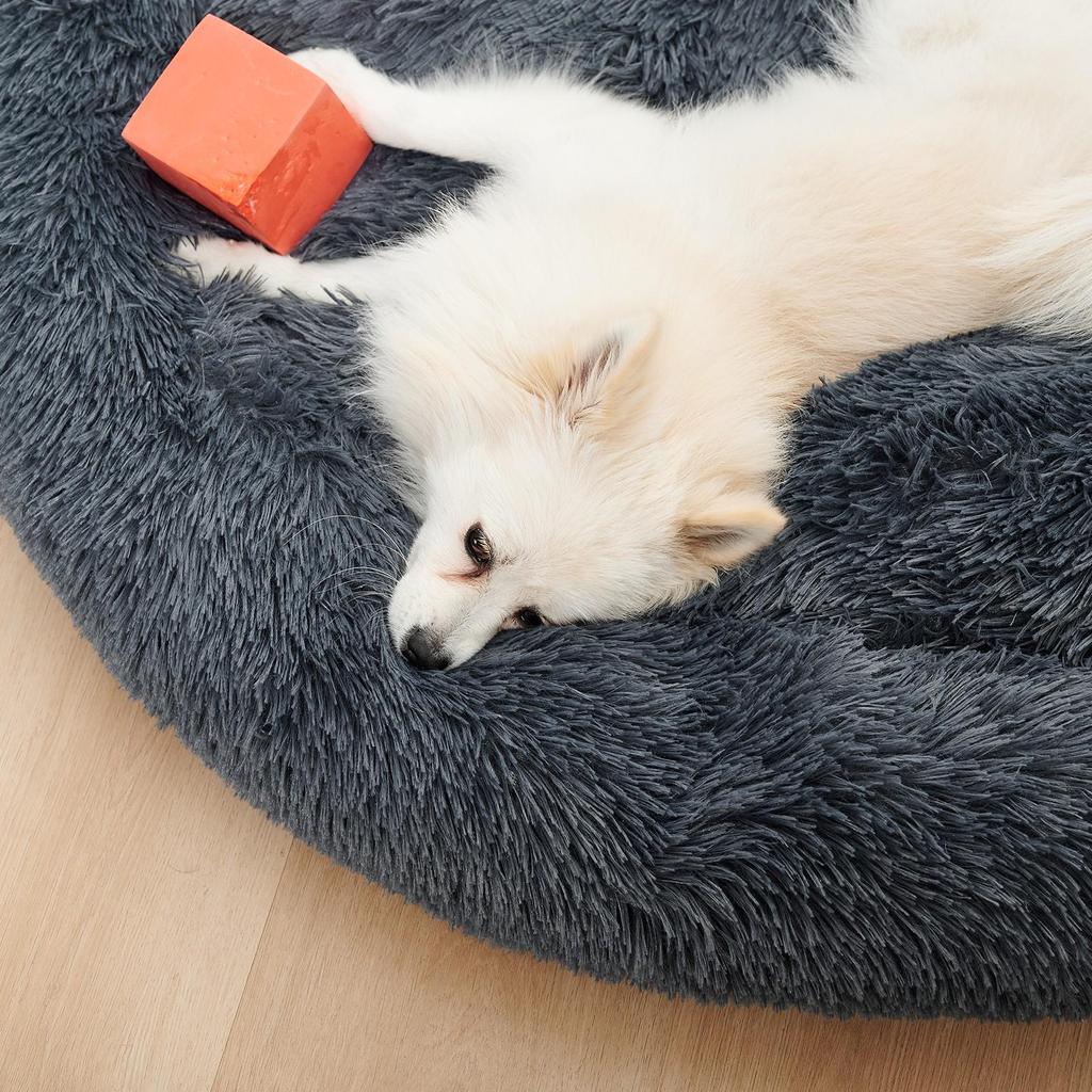 Long Plush Dog Bed, Pet Round Bed, Anti-anxiety Ped Bed Mat, Pet Bed Sofa Cushion For Small Medium Dog Calming Plush Pet Sofa