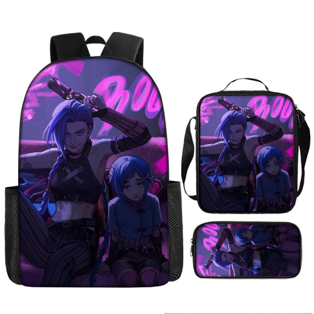 Battle of the Twin Cities Arcane Children's School Bag Pencil Case Backpack Elementary School Cartoon Backpack Three-piece Set