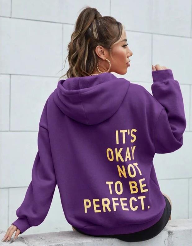 2025 Women's Multi-color Letter Print Casual Hooded Sweatshirt - Versatile Long Sleeve Pullover