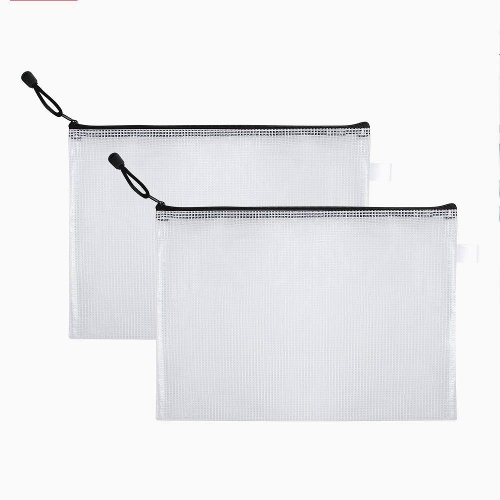 12-piece plastic mesh zip file bag, waterproof and tear-resistant file folder, multi-size zip file bag for school office home tr