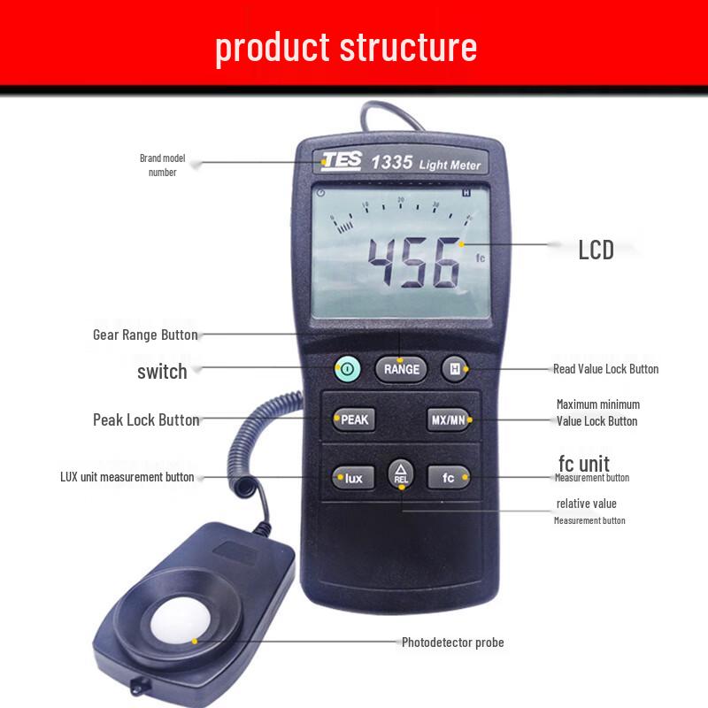 TES-1335 High-Precision Digital Illuminance Lux Meter (CN version)