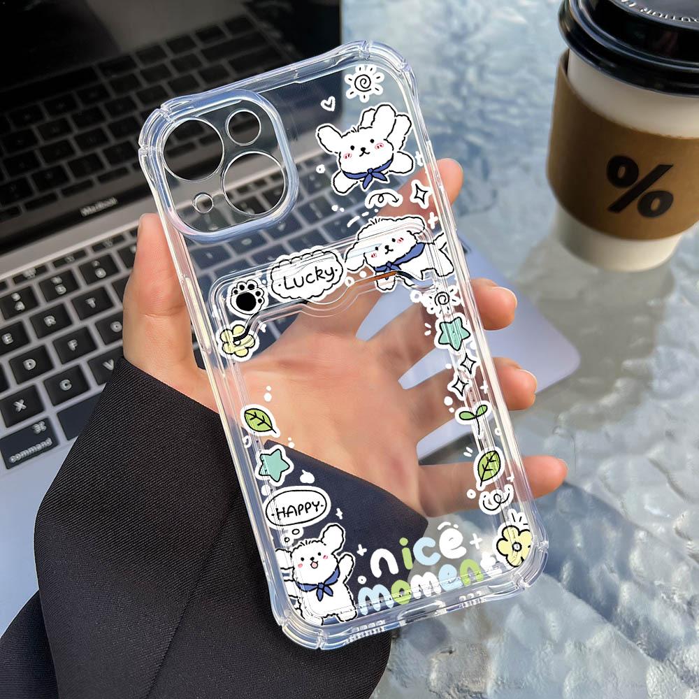 

Чехол-карточка для iPhone 11 13 XR 15 14 Pro Max iPhone 12 16 7 8 Plus XS Max Samsung S24 S23 A15 A55 A05 A54 Redmi 12 13C 13 9 с защитой от мультфильмов iPhone 12 чистый