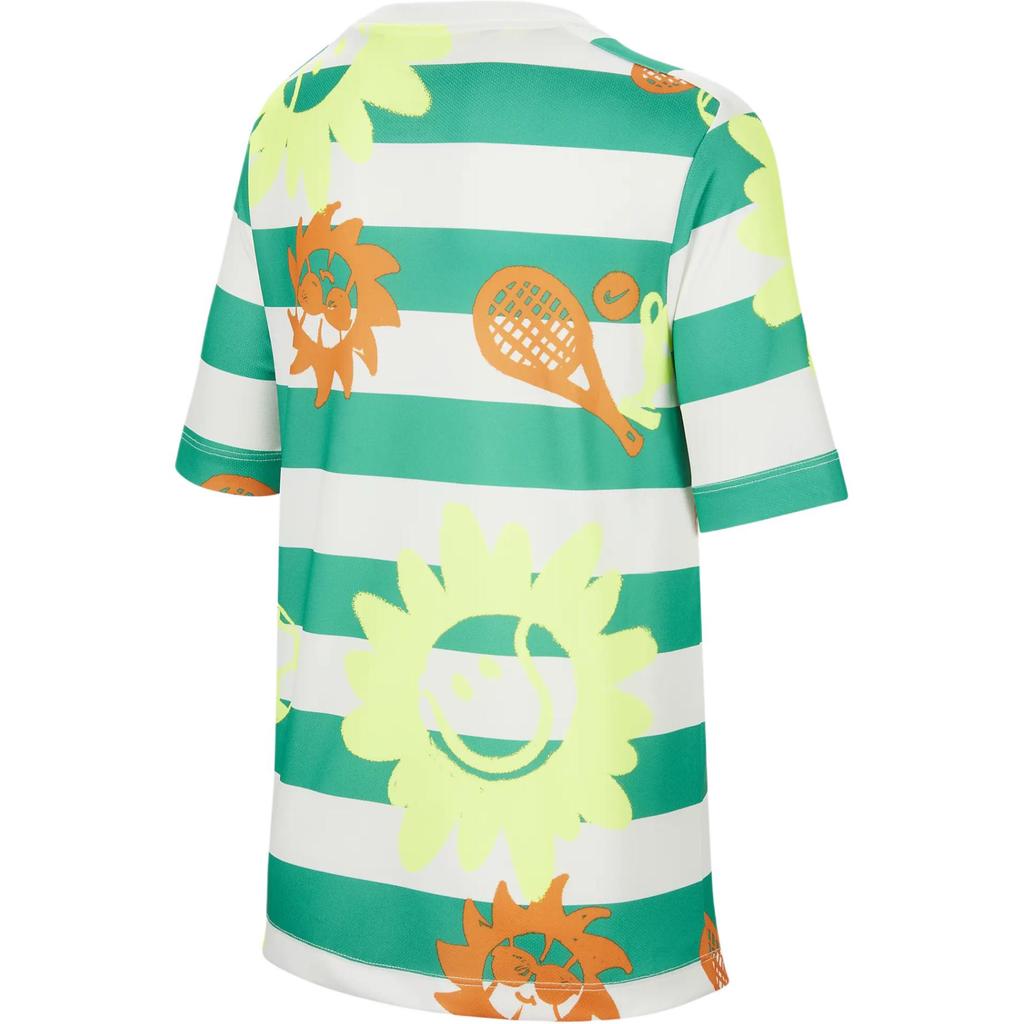 Nike Cartoon Striped Quick-Dry Breathable Short Sleeve T-Shirt Kids Tops Stadium-Green Sail HM4639324