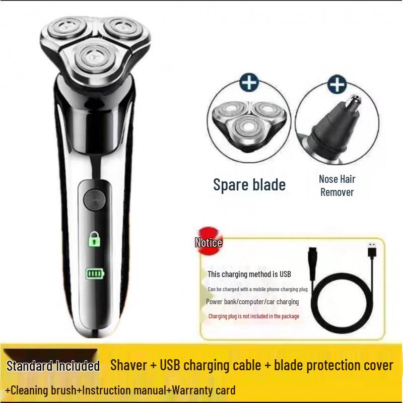 German Electric Shaver: 6-in-1 Multifunctional, Floating Triple Head, Waterproof Men's Beard Razor