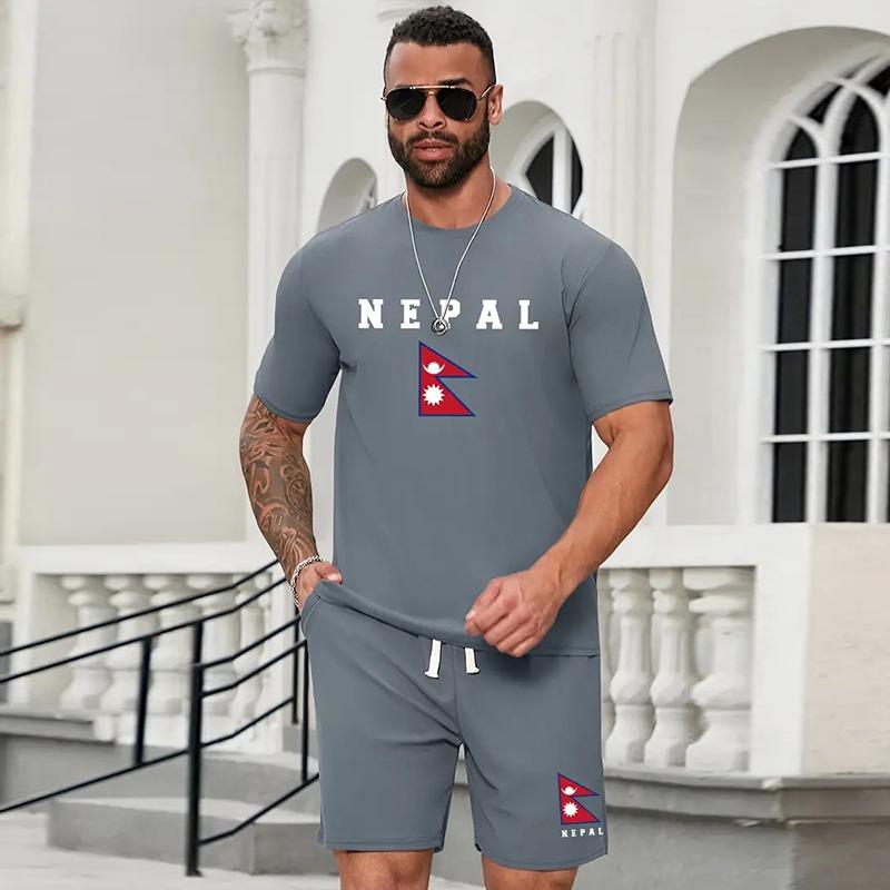 

Модний дизайн Чоловіча футболка Чоловічі спортивні шорти на шнурку Простий принт Чоловічий літній дихаючий костюм з 2 предметів для спортзалу 5XL