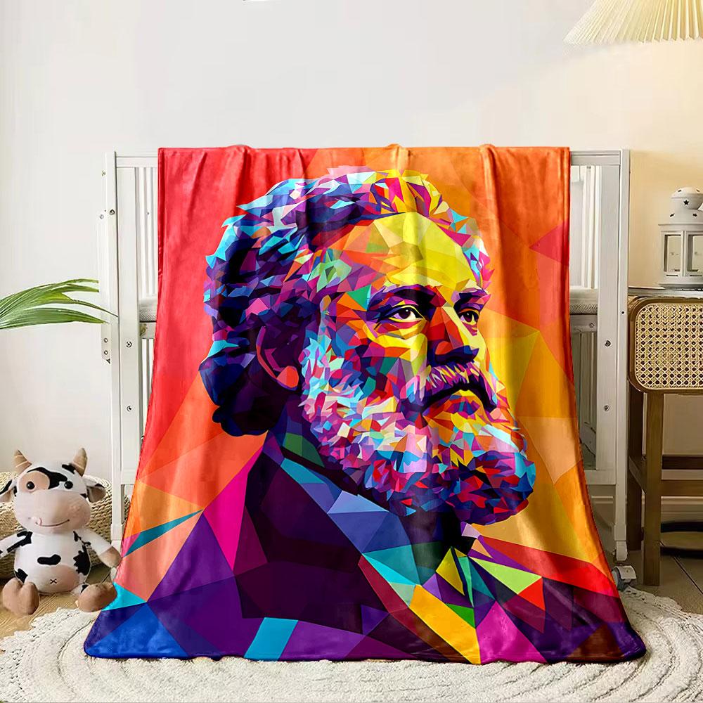 Colorful Geometric Portrait Blanket for All Seasons Blanket Lunch Break Throw Gift