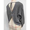 Women Sexy V Neck Backless Cross Strap Loose Pullover Knit Sweater