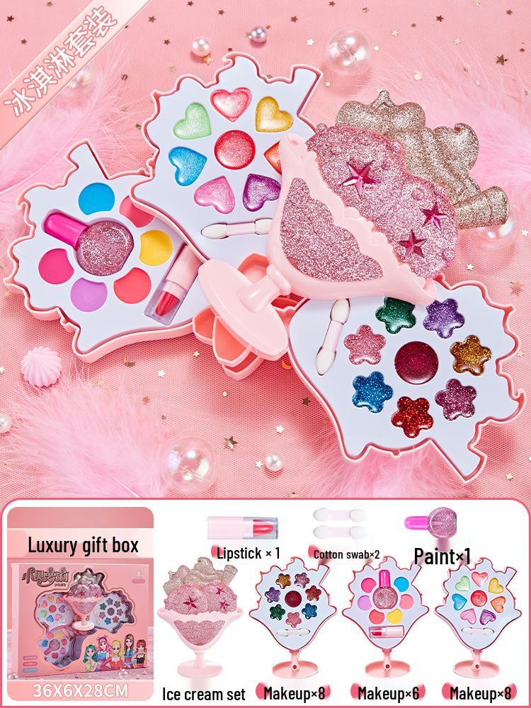 Set de jucării de machiaj pentru copii: Ruj și Kit Cosmetic pentru Fete cu Vârsta Între 3-6 Ani - Ediție Casă de Joacă
