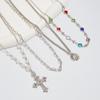 European and American Cross Necklace Men's High Sense Hip-hop Fashion Sun Pendant Crystal Collarbone Chain Jewelry