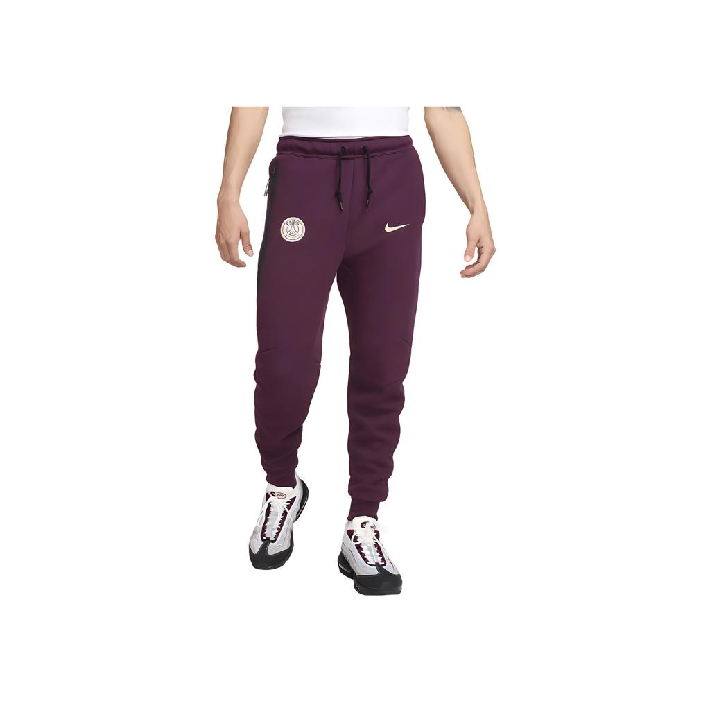 Nike Paris Saint Germain Logo Embroidered Drawstring Cuffed Knit Joggers Men Joggers Burgundy FN8490-610