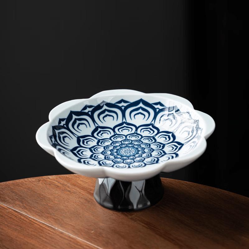Chaxun Retro Blue and White Ceramic Lotus Fruit Dessert Plate