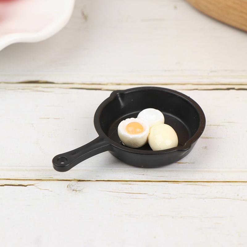 1:12 Dollhouse Miniature Egg Sausage Frying Pan Fryer Set Egg Beater Spatula Fork Whisk Jar Set Kitchen Accessories Toys Deco