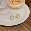 French Retro S925 Silver Pearl Earrings for Women - Elegant Fairy Temperament, Geometric Circle Design