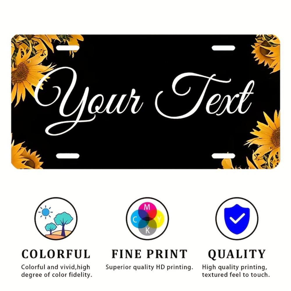 Custom Text Sunflower Metal Aluminum License Plate | 5.91x11.81 Inch, for Home/Office/Garage Decor