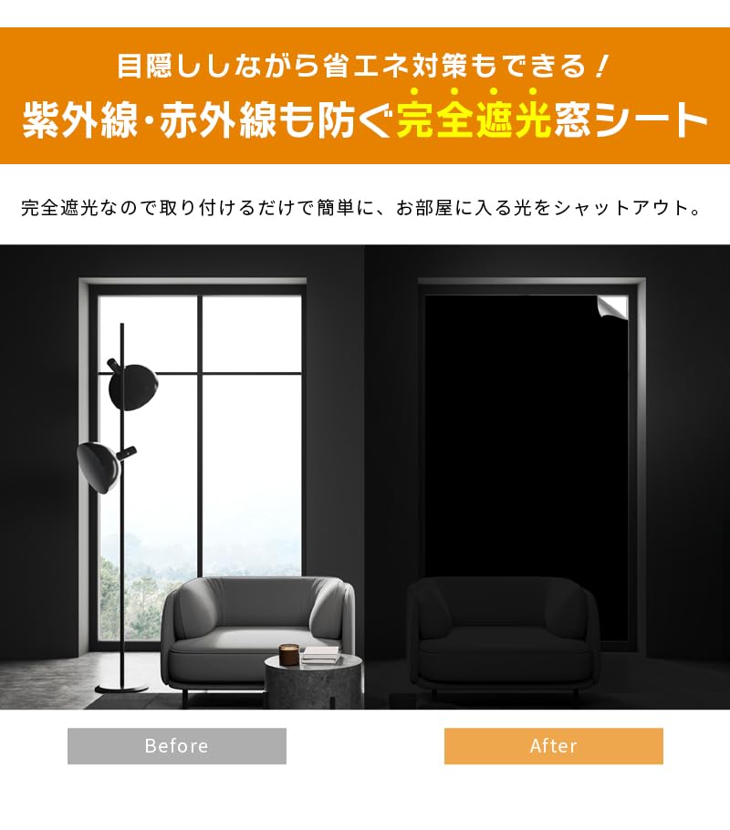 Remecle Verdunklungsfenster Verdunklungsverdunklungsfolie Einfaches Öffnen und Schließen mit 145cm 1m Sonne UV Hitze Schatten1t1m Folie, Vorhänge, [Vollständige Verdunklung,