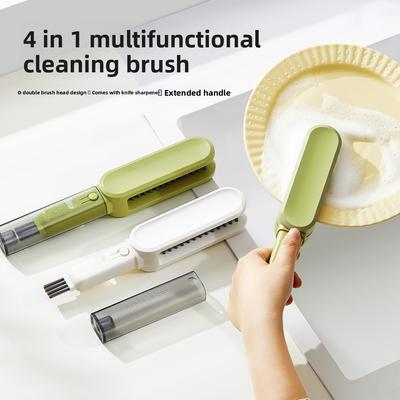 4-in-1 Küchenreinigungsbürste Multifunktions-Geschirrreiniger mit ABS, Keramik, Magnet, PET und Nylon