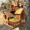 Multiple Holes Outdoor Birdhouse Handmade Bird Feeder Decorative Bird Nesting Box Villa