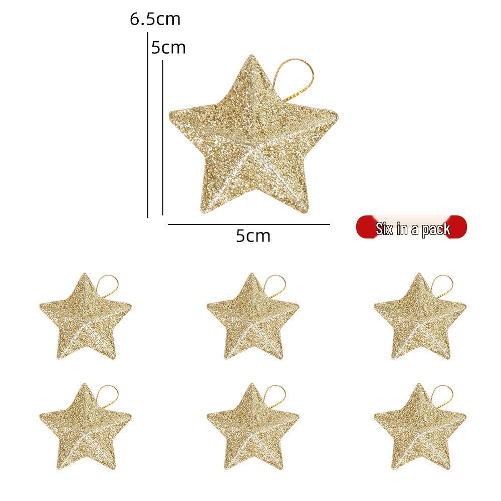 2025 Gold Glitter Five-Pointed Star Christmas Tree Ornaments