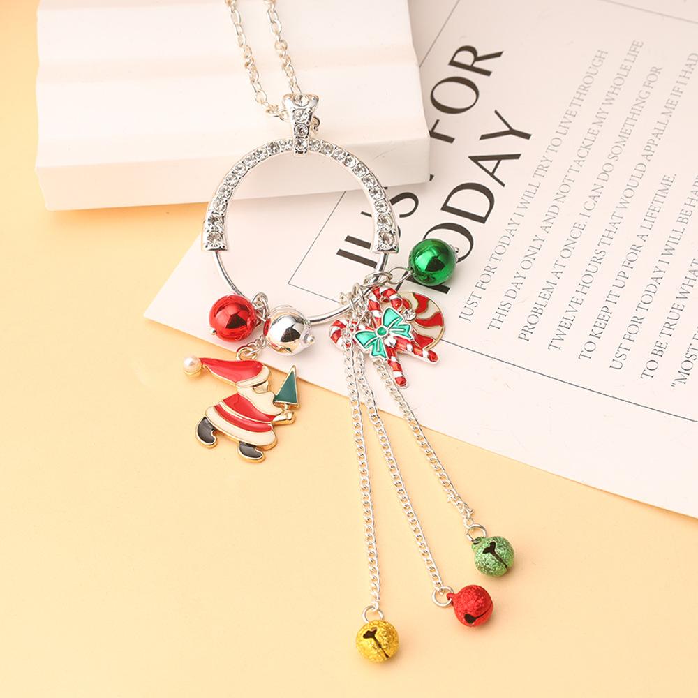 Christmas Santa Candy Bell Tassel Necklace, Creative Festive Clavicle Chain for Women