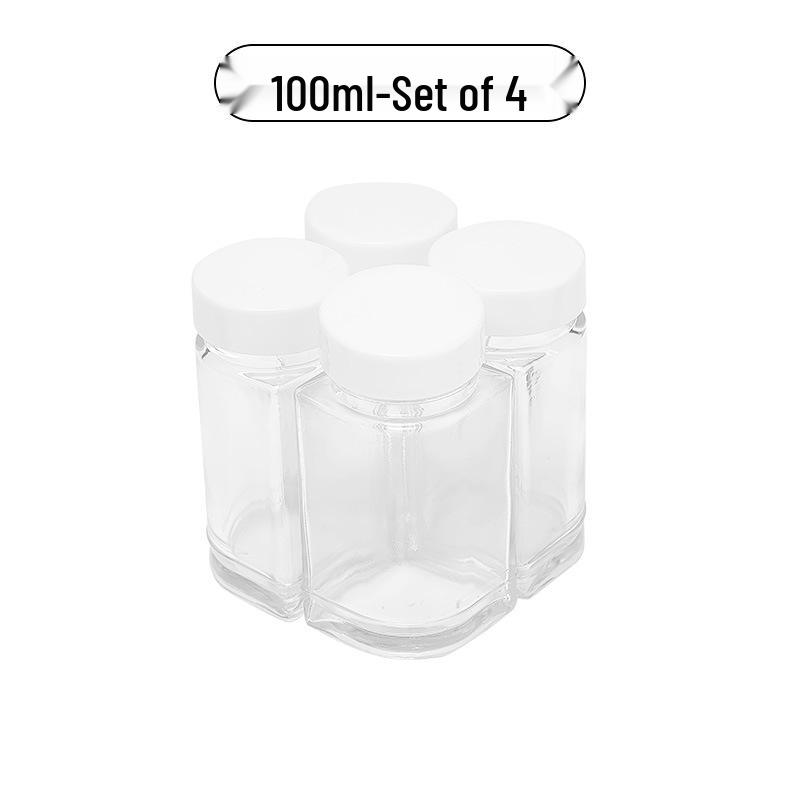 Acacia Wood Glass Seasoning Bottle Set - Pepper, Salt, Spices - 4-Piece Square Sprinkler Jars