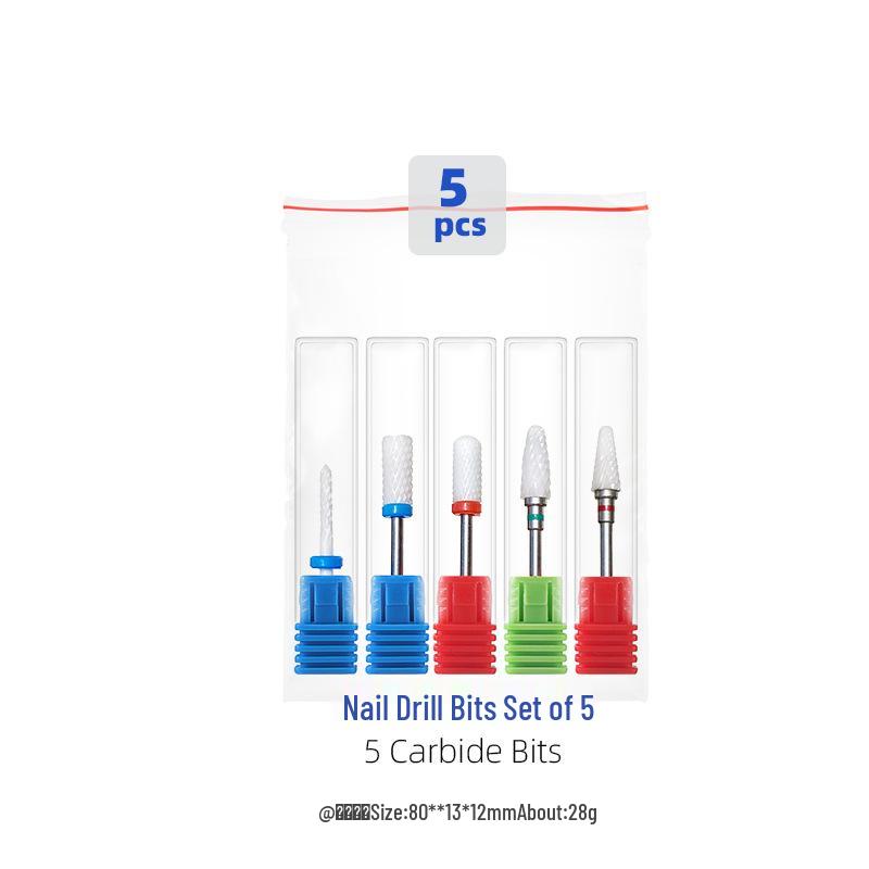 Tungsten Steel Nail Drill Set with Ceramic Grinding Heads for Cuticle Removal and Nail Polishing