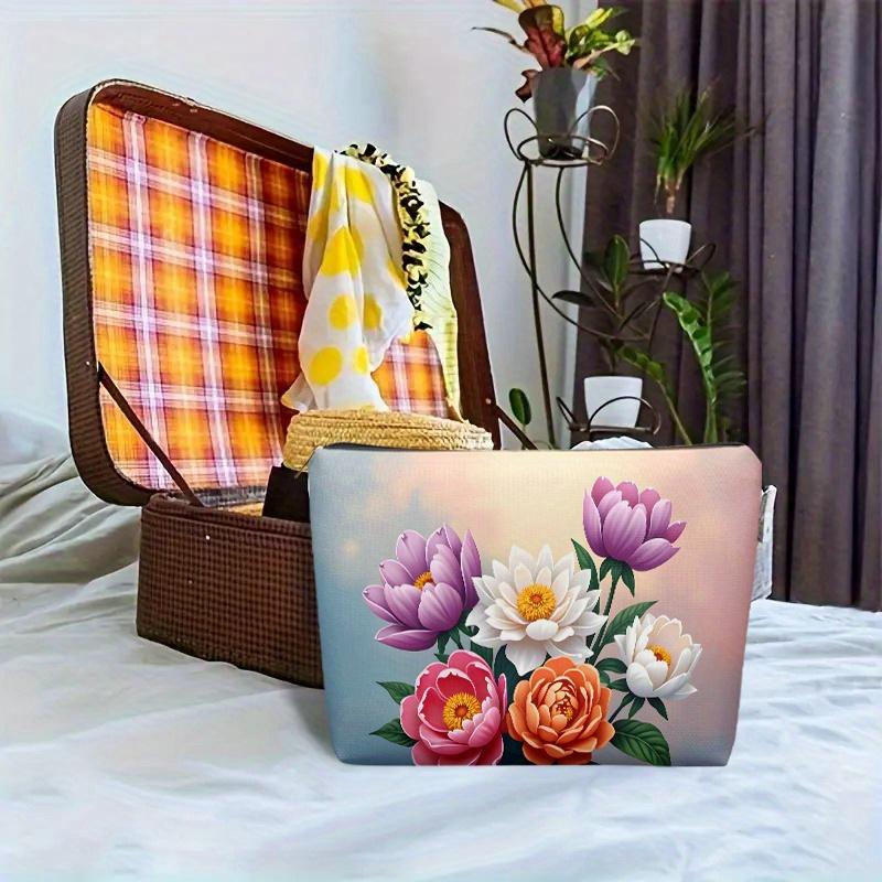 A Flower Patterned Cosmetic Bag- Multifunctional Zipper Pouch, Jewelry Storage Bag, Perfect Travel Zipper Small Storage Bag.