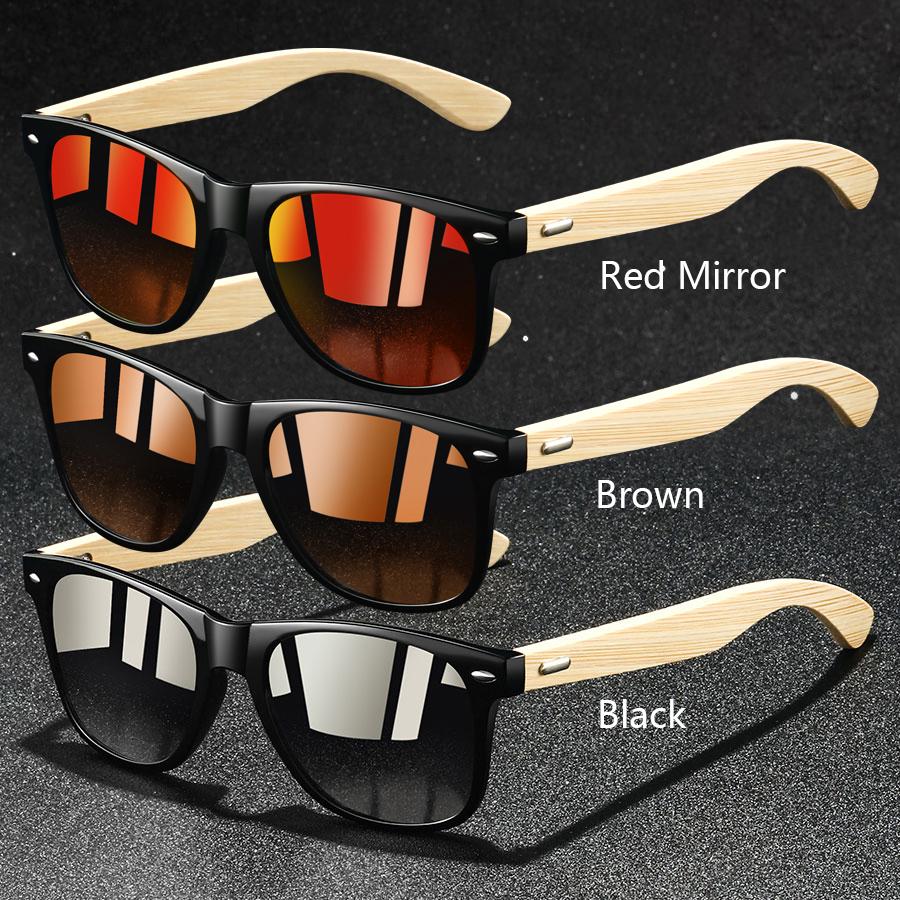 1PC Fashion Bamboo Wood Vintage Square Sunglasses UV400 Protection for Men Women Luxury Designer Sun Glasses Driving Fishing