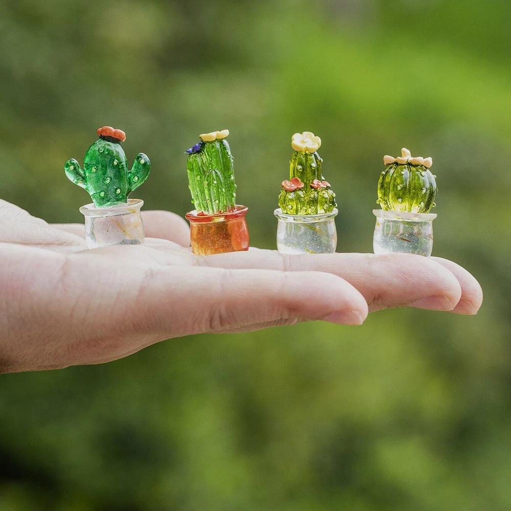 Simulation Cactus Car Rearview Mirror Ornament Transparent Resin Craft Tv Computer Decoration
