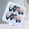 10 Pcs Halloween Short Almond Press On Nails Black White Ghost Spider Clown Design False Nail Art Tips