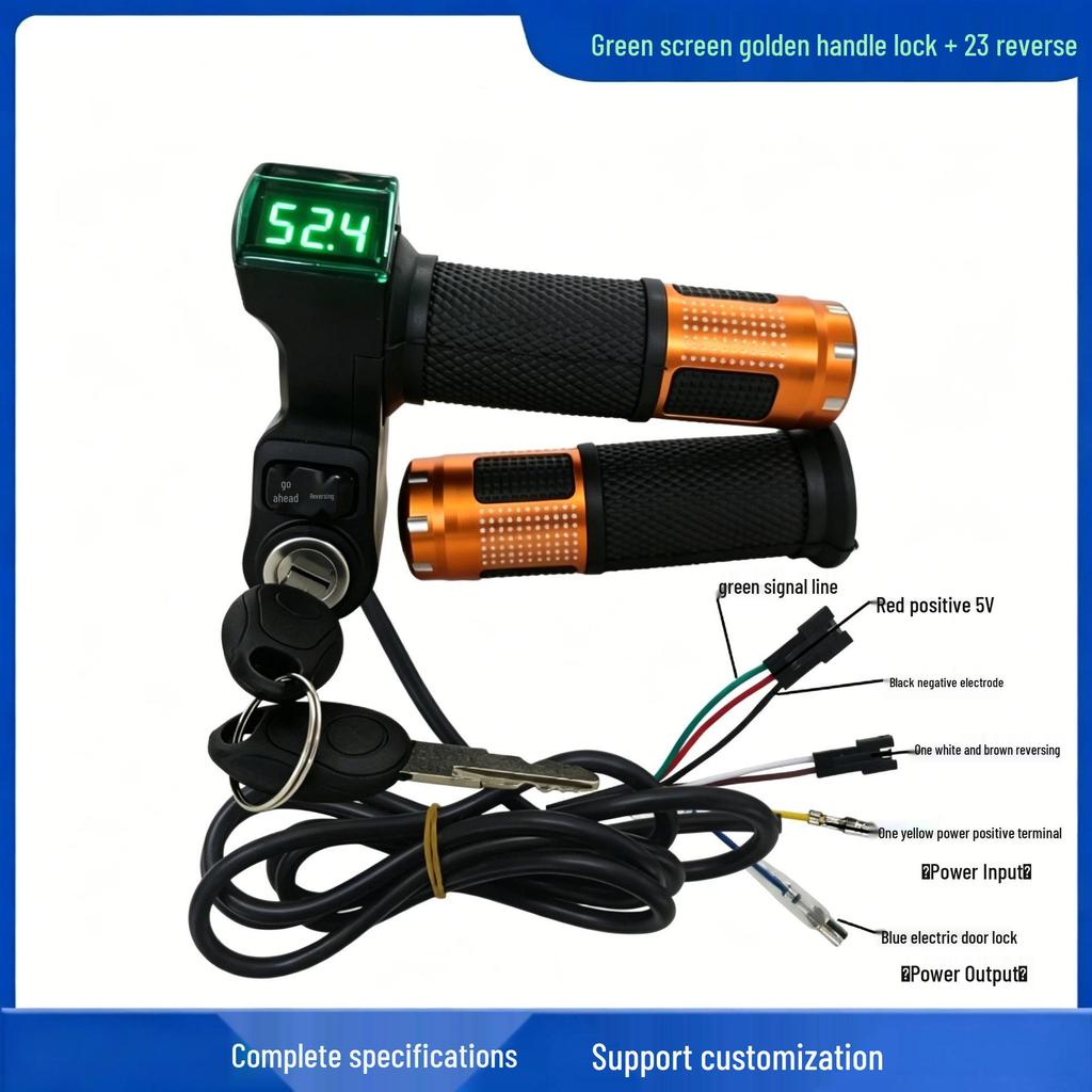 Green Screen Electric Vehicle Throttle Twist Grip with Voltage Display