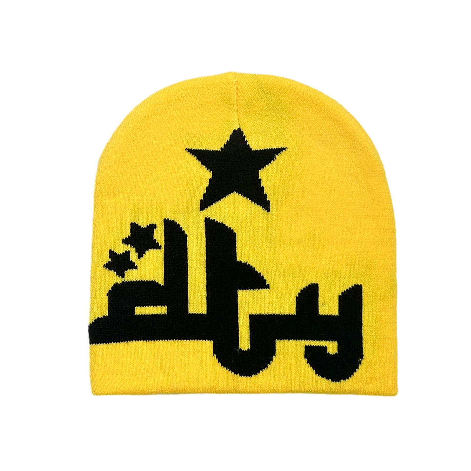 

Вулична зимова шапка Y2K, в язана шапка для тепла та стилю, теплі шапки для холодної погоди жовтий