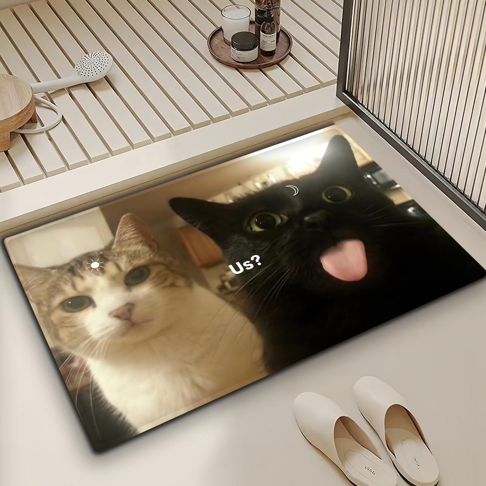 Cute Cartoon Kawaii Cat Door Mat Bath Microfiber Decorative Versatile Flannel Floor Mat Quick Dry Absorbent Non-slip Sole