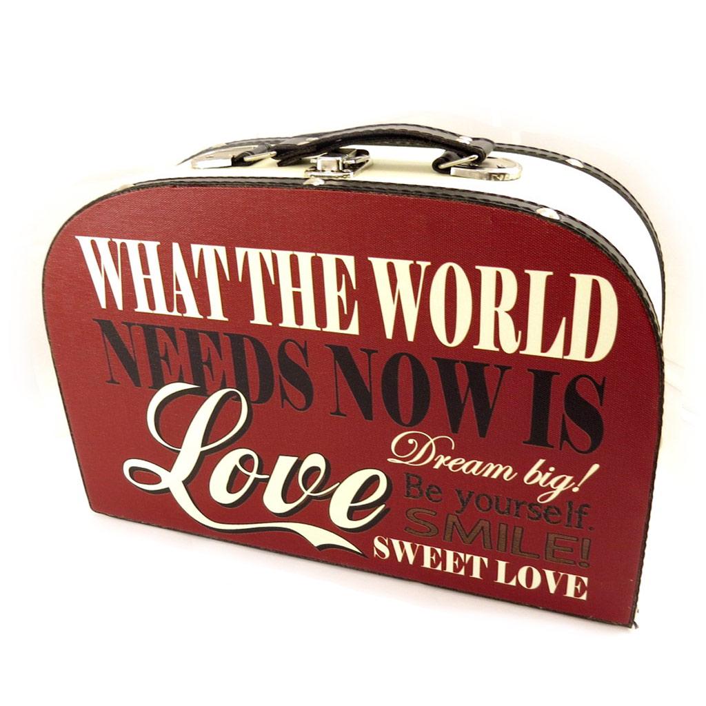 Les Trésors De Lily [L1953] - Set of 2 Wooden Suitcases 'Love Sweet Love' Red Beige