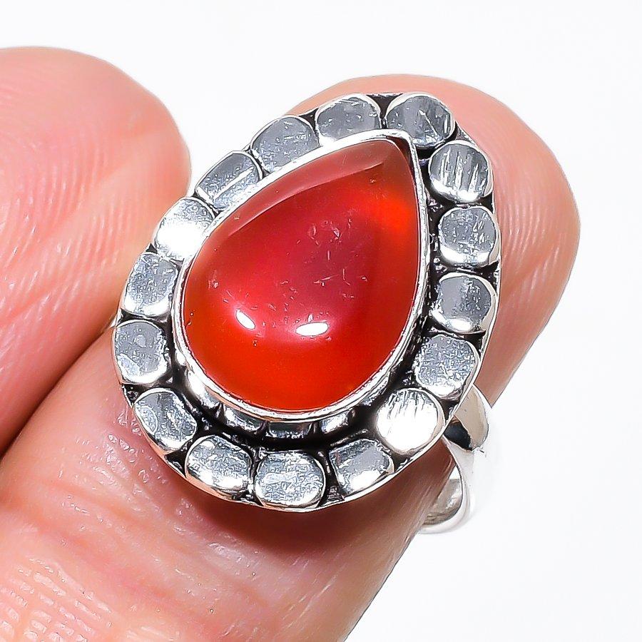Carnelian Gemstone Handmade 925 Sterling Silver Jewelry Ring Size 7 KJ-302