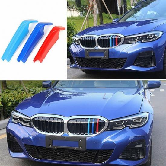 For BMW 3-Series G20 - Blue Front Center Mesh Grille Grill Strip Trim