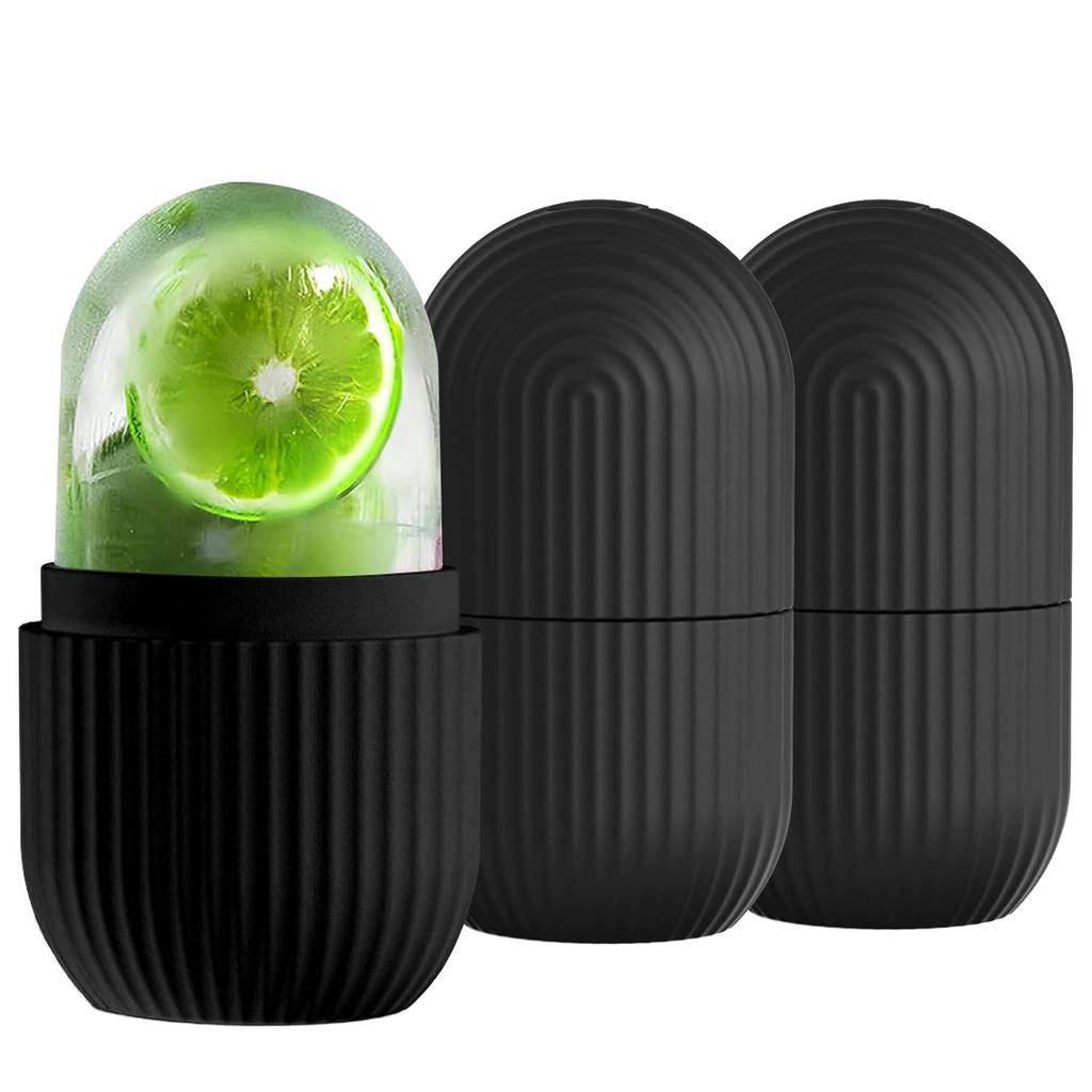 3 Pack Ice Roller for Face Eyes Women Facial Depuffer,Skin Care,Ice Pack Neck Massager,Cooling &Smoothing,Beauty Essentials(Black)