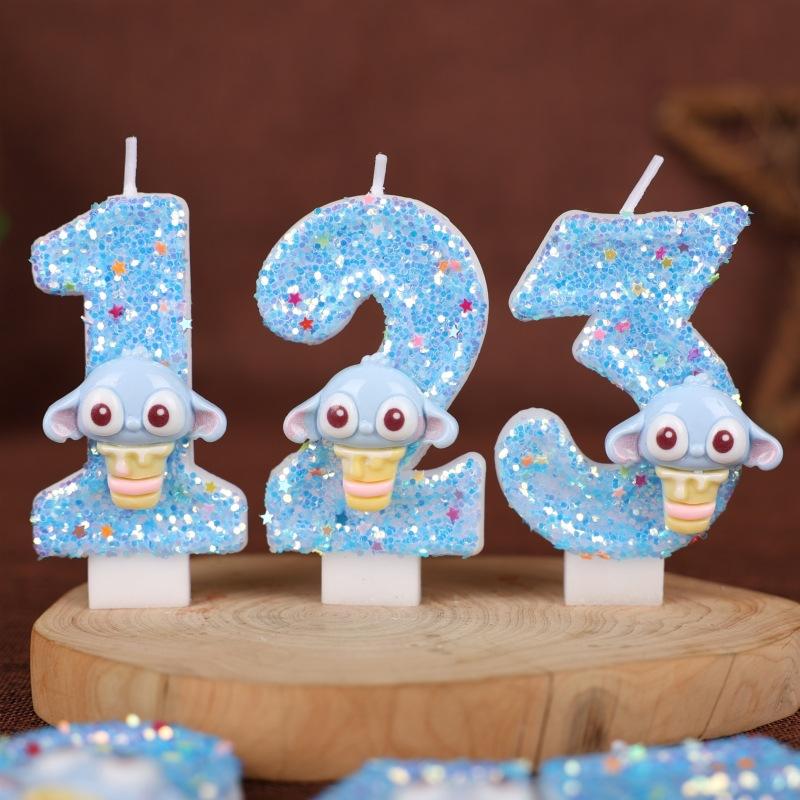 Numbers Birthday Candles Cake Party Handmade Numbers Candles Blue