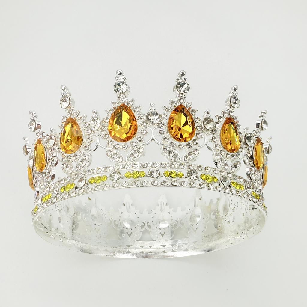 Full Circle Crown Tiara Colorful Baroque Retro Full Diamond Jewelry Wedding Accessories Crown Bridal Crown