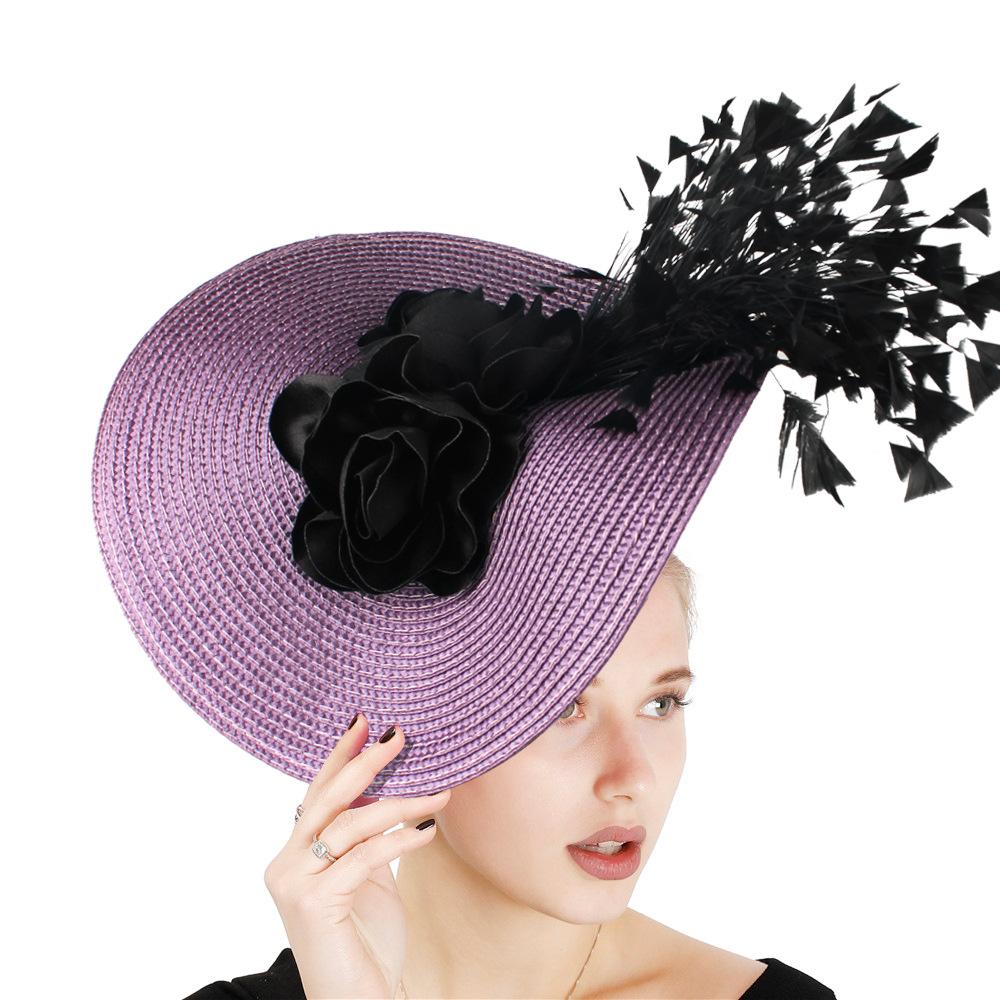 

Yellow Flowers European And American Style Imitation Straw Weaving Celebrity Temperament Horse Racing Festival Hat Fabric Headband