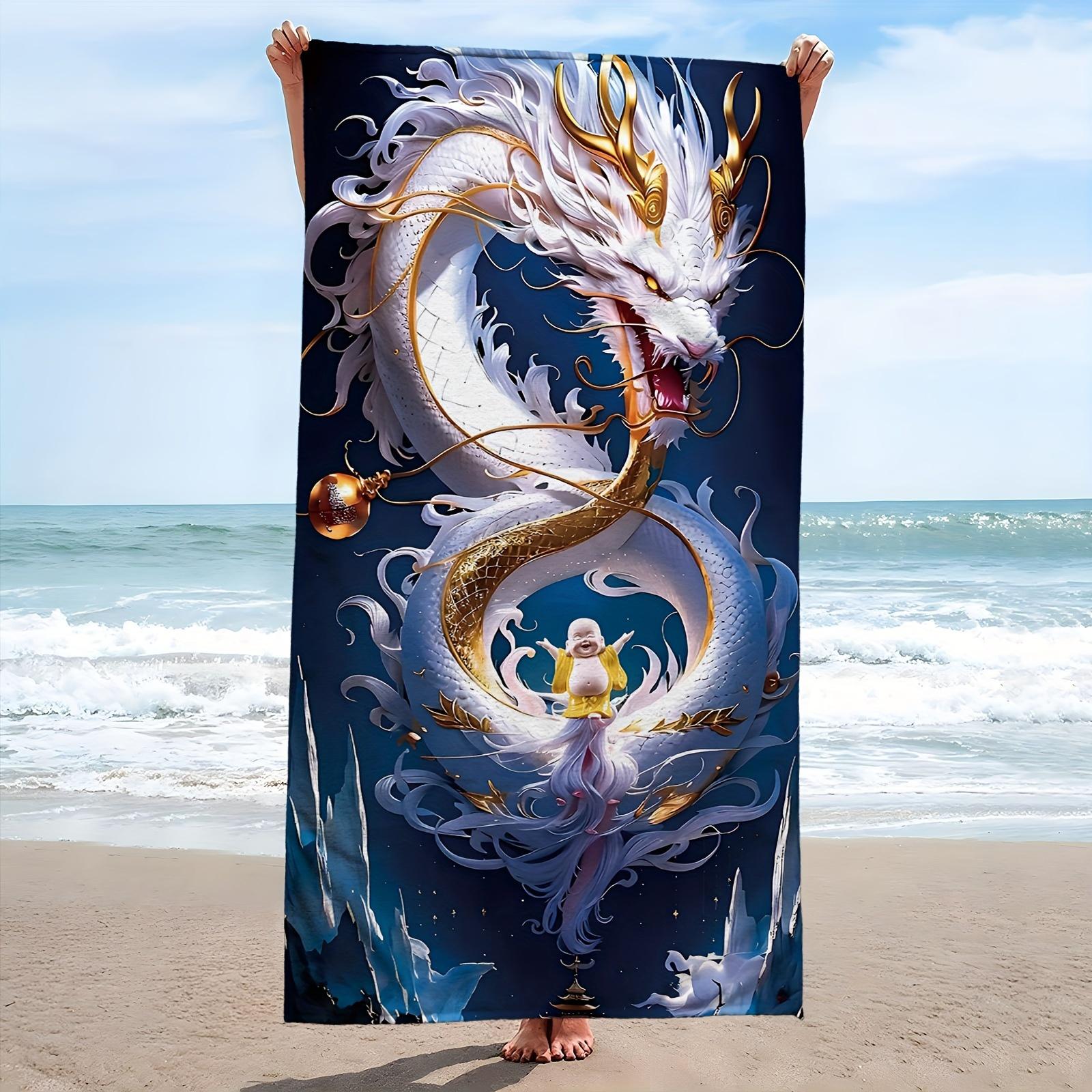 

Dragon Design Extra Large Microfiber Beach Towel, Highly Absorbent for Beach Pool Diving Surfing Yoga W40*H60(CM)