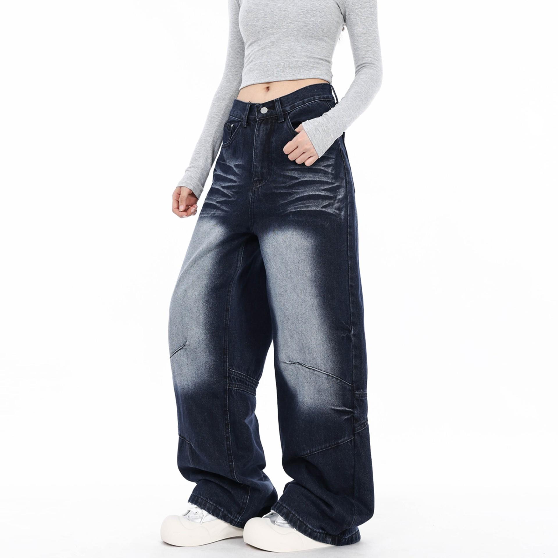 

Unisex Vintage Blue Deconstructed Wide-Leg Jeans XXXL